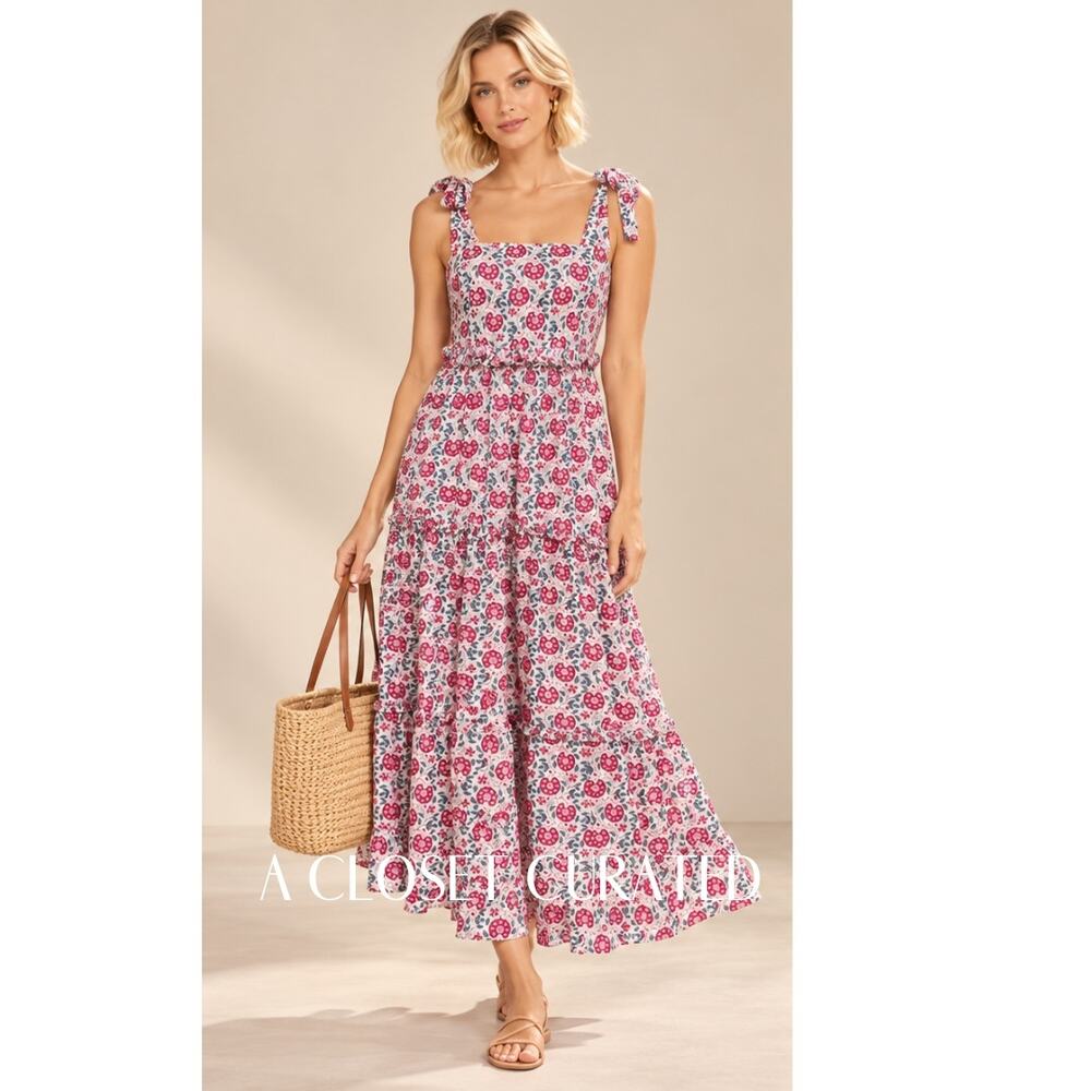 Anna Cate Tie Shoulder Cotton Midi Dress XS